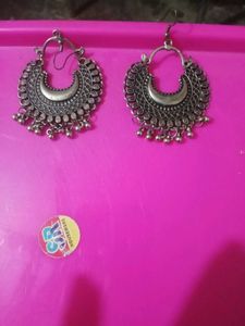 Silver Circle Oxidised Earrings