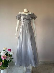 Elegant Silver Off-Shoulder Dress