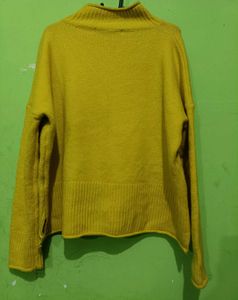 Floral Embroidered Yellow Sweater