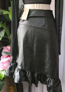 Faux Leather Asymmetrical Skirt