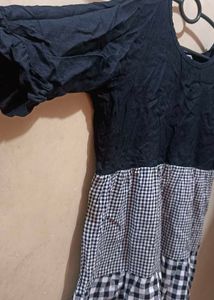 Black And White Cotton Short Dress