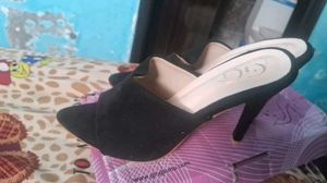 Black Heeled Mules