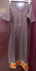 kurti plazo set(grey colour tailor stitched), medium size (kurti L-42,chest-36,hip-41, shoulder -14)(plazo L-39, waist -elastic)