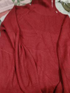 Red Turtleneck Knit Sweater