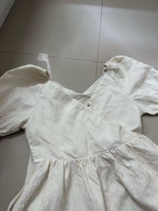 Cream Puff Sleeve Mini Dress