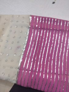 Pink And White Georgette Saree