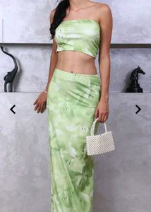 New Green Floral Two-Piece Set(Bargainable)