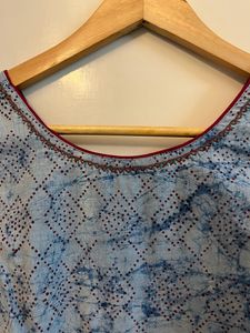 Blue &amp; Red Accent Tunic Dress Fabindia