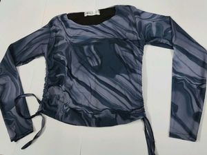 Stylish Marble Print mesh Top zara dupe
