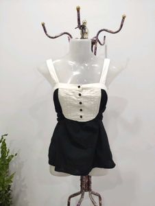 H&M Black & White Tie Top