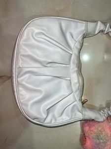 White Ruched Shoulder Bag