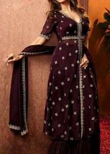 Mantra Embroidered Sequined Kurti Palazzo &amp; Dupatt