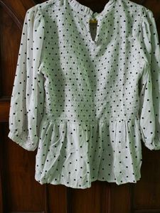 Pantaloons Polka Dot Smocked Top