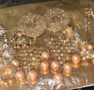 Golden Traditional Earrings with Pearl Drops
