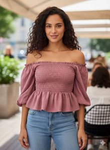 Off-Shoulder Smocked Top