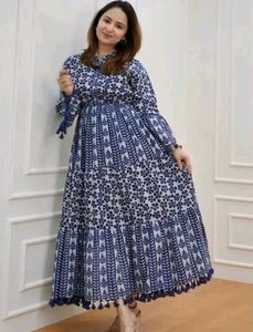 Blue & White Floral Maxi Dress