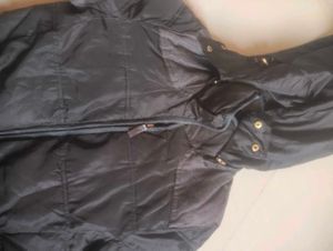 Sleek Black feather Jacket with Contrast Grey