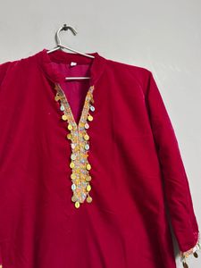Red Embroidered Kurti
