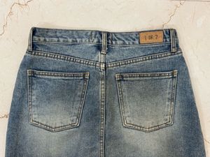 Distressed Denim Mini Skirt