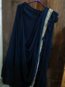 Elegant Navy Blue Draped Saree