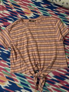 Striped Tie-Front Top