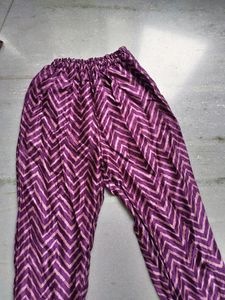 Women Purple Satin Silk Printed Kurta With Pant