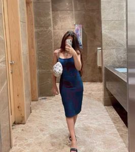 Beautiful Navy Blue Ribbed Dress