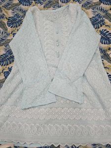 Lace Detail Light Blue Top