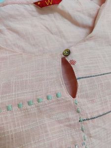 W Brand Cotton Kurta and Statement Earrings Combo