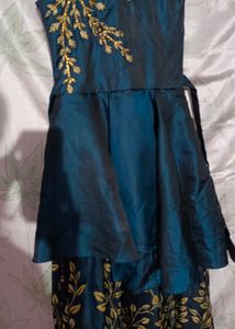 Golden Designed Long Party Wear Dress For Kids
