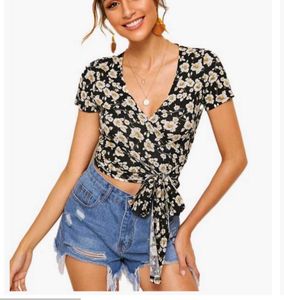 Shein Floral Wrap Crop Top