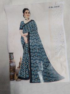 Sworaski Less Border Printed Sarees