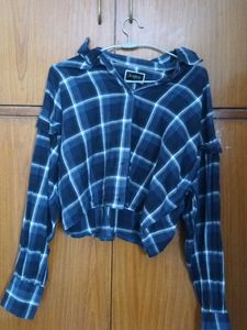 Oversized Plaid Flannel Crop Top