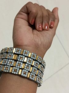 Sparkly Silver &amp; Gold Bangle Set