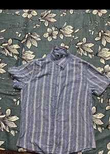 HERE&amp;NOW Men Slim FitOpaqueStripedCubanCollar C