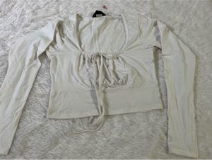 White Deep Neck Top