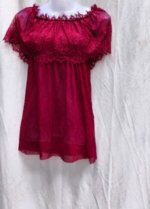 I. Maroon sexy mesh top