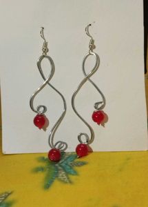 Red Beaded Dangle Earrings