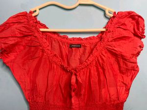 Red Puff Sleeve Top