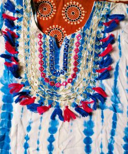Tie-Dye Embroidered Kurta