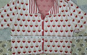 ❣️Boxy Knitted Shirt Red Hearts Valentine Day❣️