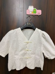 Cute White Puff Sleeve Top