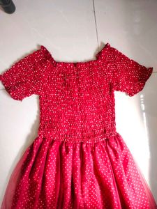 Polka Dot Retro Net In Middle Maxi Dress For Women
