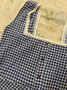 Gingham Print Blue Top