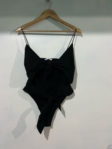 Zara Black Tie-Front Bodysuit