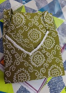Olive Green Patterned Kurti