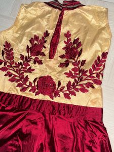Maroon &amp; Gold Anarkali Gown