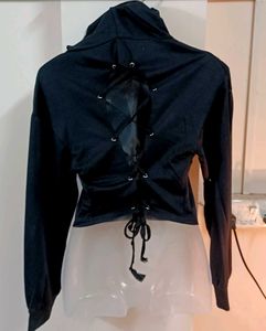 Cut Out Crop Hooded Top