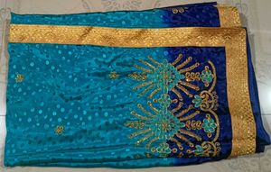 Elegant Blue & Gold Embellished Saree