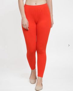 Orange & Cement Colour Cotton Leggings Combo